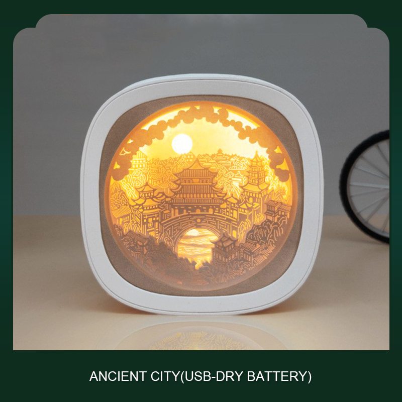 Guochao 3D three-dimensional paper carving lamp